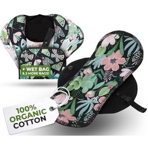 Eco inlegkruisjes wasbaar van biologisch katoen (maat S, verpakking van 7 stuks); kleine, dunne inlegkruisjes voor dames en meisjes, Made in EU; wasbaar op hoge temperatuur; 100% ademend (geen PUL/TPU