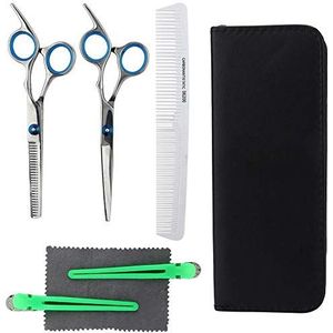 5 Stuks Professionele Kapsel Schaar Kit, Kapper Schaar kam set Kappers Tool met Speciale Roestvrijstalen Productie, Duurzaam Kapsel Schoonheidssalon pak voor Thuis Persoonlijk Haar Styling