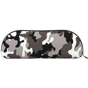 IguaTu Zwart grijs wit camo lederen potlood etui - cosmetische tas met gladde ritssluiting - muntzak - kantoor briefpapier organizer, Goud, Eén maat, Schooltas