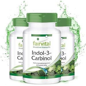 Fairvital | Indool-3-carbinol capsules (indol) - HOOG GEDOSEERD - I3C capsules met broccoli poeder - VEGAN - 180 capsules (60 x 3)