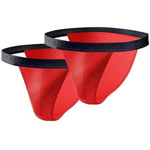 sesto senso Slip heren tanga katoen 1-2-delige set van 4 sexy onderbroeken basic ondergoed voor heren, Verpakking van 2 - rood, XL