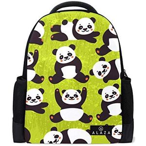 My Daily Leuke Panda Doodle Rugzak 14 Inch Laptop Daypack Boekentas voor Reizen College School, Meerkleurig, One Size, Laptop