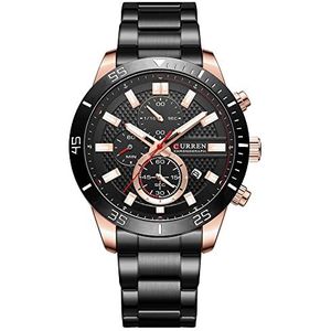 Heren Horloges Chronograaf Rvs Kalender Analoge Quartz Horloge Business Casual Horloges voor Mannen Zwart, Zwart, L