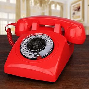 GPDNBIEU, met krulsnoer, vaste telefoon, antieke, ouderwetse, klassieke decoratie(Red)