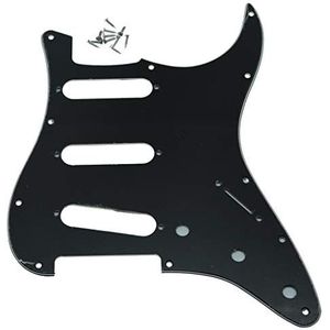 KAISH 11 Hole Vintage 62 Strat ST SSS Single Coil Pickups Gitaar Pickguard Krasplaat met Schroeven voor Amerikaanse Fender 62 Stratocaster Zwart 3 Ply (BWB)