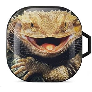Cool Bearded Dragon Lizards Oordopjes Hoesje Compatibel met Samsung Hard Shell Beschermhoes Zwart-Stijl