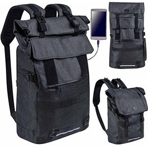 Snugs® Laptoprugzak met wielen; professionele laptoptas voor werk en school; dagrugzak voor mannen en vrouwen, zwart, zwart.