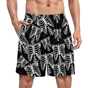 Xray skelet grappige pyjama shorts voor mannen pyjamabroek heren nachtkleding met zakken zacht