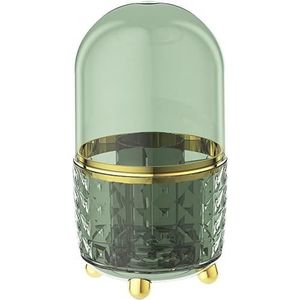 Lnwwrv 360° roterende make-upkwastenhouder met stofkap, gebruikt voor het opbergen van make-upkwasten in draaibare opbergdozen op kaptafels en in badkamers,Groen