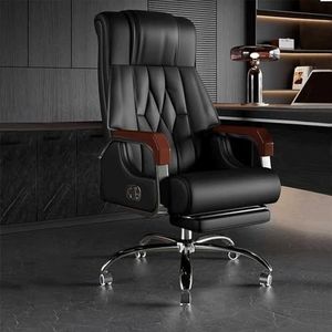Ergonomische bureaustoel, met schommelfunctie, met voetensteun, verstelbare draaibare rolstoel met wielen, hoge rugleuning, verstelbare managementstoel, met lendensteun