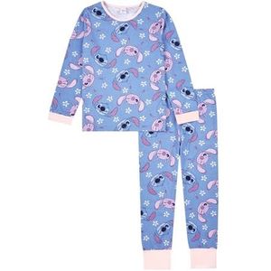 Disney Lilo & Stitch Pyjama | Stitch Meisjes Pjs | Lilo & Stitch Cadeaus | Stitch & Angel 100% Katoen Pj Set | Officiële Nachtkleding Merchandise -, Lila, 5-6 jaar
