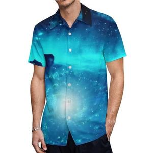 Blue Galaxy Casual herenoverhemden met korte mouwen en zak, zomer, strand, blouse, top, M