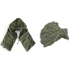 Sniper Camouflage Combat Ghillie Suit Foundation Outdoor Schieten Jacht DIY Ghillie Jas Set Met Garen (Kleur: Groen Groen, Maat: One size)