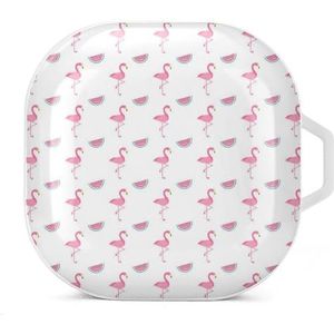 Roze flamingo en watermeloen oordopjes hoesje compatibel met Samsung hard shell beschermhoes witte stijl