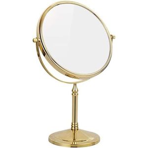 AOUHRHQPM Aanrecht make-up spiegels, 8 inch dubbelzijdige messing vergrootspiegel, tafelblad 360 ° draaibare cosmetische ijdelheid scheerspiegels (kleur: goud, maat: 7X)