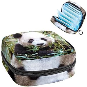 Opbergtas voor maandverband Pads, Menstruatie Cup Pouch, Periode Bag Organizer voor vrouwelijke Pads Tampons, Panda in Jungle