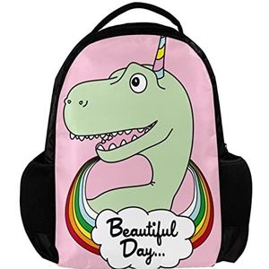 Dinosaur Unicorn Rugzak voor vrouwen en man, School reizen werk Rugzak, Meerkleurig, 27.5x13x40cm, Rugzak Rugzakken