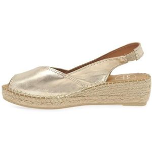 Women's leather wedge espadrille - BERNIA-P - Platinum, 39 EU