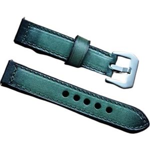 Jeniko Handgemaakte Horlogeband 20mm 22mm 24mm Groen Rood Blauw Bruin Vintage Leer Compatibel Met Panerai Horlogeband Band(Color:Green,Size:24mm)