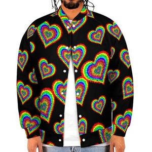 Tie-Dye Hart Grappige Mannen Baseball Jacket Gedrukt Jas Zachte Sweatshirt Voor Lente Herfst