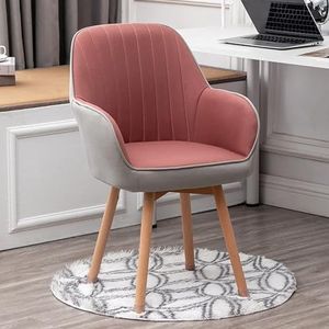 Comfortabele draaibare houten eetkamerstoelen - Fauteuils in Mid Century-stijl met fluwelen bekleding for modern kantoor of kaptafel - Geen wielen inbegrepen (Color : Pink 2, Size : 41x41x87cm(16x16