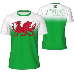 Sport Mesh T-Shirt Gradual Wales Cymru Vlag Tees 3D Gedrukt voor Fitness Running Fiets Voetbal Tennis Voetbal, Meerkleurig, S