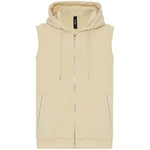 Redbridge Heren tanktop T-shirt met ritssluiting hoodie mouwloos, beige, M