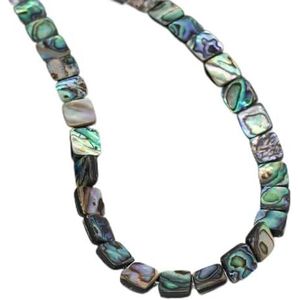 stuks natuurlijke abalone schelp vierkante parelmoer schelp prachtige doe-het-zelf sieraden maken elegante ketting armband sieraden 5st-groen goud-8mm