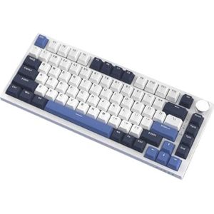 QPSJXN TRI-MODE Draadloze RGB mechanische gaming-knop, compatibel met pc en laptop 2,4 GHz en Bluetooth AK75 AK820 lay-out (Black White Blue)