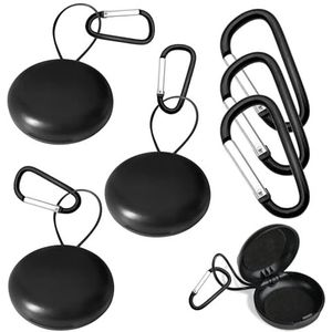 3 stuks mini oordopjes draagkoffers, plastic oordopjes opbergdozen met D-vormige karabijnhaken, drinkbare ronde oordopjes cover, reizen, hardlopen, kamperen (zwart)
