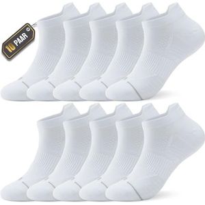 Ruixue 10 paar sneakersokken voor dames en heren, ademende katoenen sokken, korte sportsokken, hardloopsokken, tennissokken, wandelsokken, wit, 10 paar, 43-46 EU
