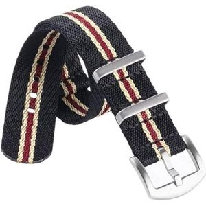 Verstelbare Ademende Geweven Nylon Horlogebanden Nylon Watch Strap 20mm 22mm Sport Bracelet Universal Watchband Replacemen Watch Band(Black Beige Red,22mm)