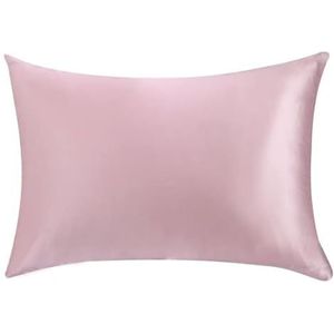 Kussenslopen pure emulatie zijde satijn kussensloop comfortabele gladde kussensloop beddengoed kussensloop wit grijs kaki roze zilver 50 x 66 cm kussenslopen (roze 1 stuk, 50 x 75 cm)