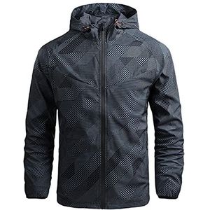 Windbreaker voor heren, ultralicht, waterdicht, camouflage, regenjas, ademend, licht, 5XL, sportjas, overgangsjas, softshelljas met capuchon, herfstjas, softshelljas, Donker grijs #5, XXL