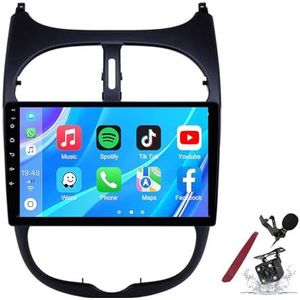 Android 14 Autoradio Stereo voor P-eugeot 206(2001-2008) 9""Touchscreen Multimedia Speler met Draadloze Carplay GPS Navigatie FM RDS Bluetooth 5G-WiFi SWC DSP,M700s