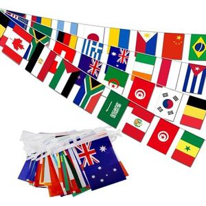 BiChengJie 100 landen String Flag 4 Pack 90 m internationale wereldvlaggen vlaggen vlaggen banner decoratie voor club, sportevenementen, grote opening, feest