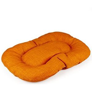 duvoplus, Ovaal kussen, genaaid fluwelen mandarijn, 60 x 43 x 7 cm, oranje, gevoerd kussen voor honden, wasbaar op 30 °C, elegant design, geschikt voor de mand, comfortabele positie