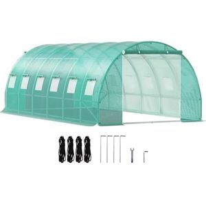 Inlooptunnelkas Gegalvaniseerd frame en waterdichte afdekking 15x7x7/10x7x7/20x10x7/12x7x7 ft Kassen en koude bakken(Green 15x7x7 ft)
