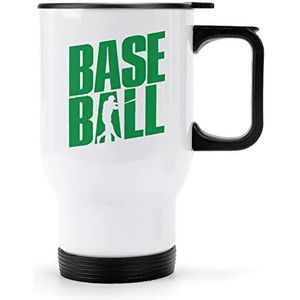 Base Ball Player Travel Koffie Mok Met Handvat Geïsoleerde Rvs Tumbler Met Deksel Auto Drink Cup 15oz