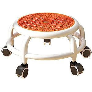 Pleayietoopiatiey Low Roller Seat Multifunctionele Universele Wielen Kruk voor Salons Kantoor Garage Oranje, 28 cm