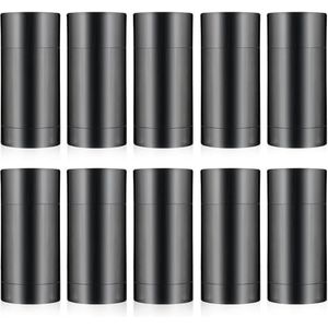 Mirrline 10 stuks 75ml/2,5 oz lege deodorantcontainers plastic Twist-up vulstok navulbare ronde bodem vullen flessen buizen voor zelfgemaakte natuurlijke deodorant lippenbalsem zeep - zwart
