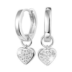 Lucardi Zilveren oorbellen, Swarovski Crystals, harthanger voor dames - 925 zilver