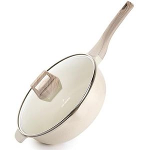 Just Perfecto - Wokpan - Beige - 28 Cm - Pan Met Anti-Aanbaklaag - Diepe Braadpan Voor Alle Warmtebronnen