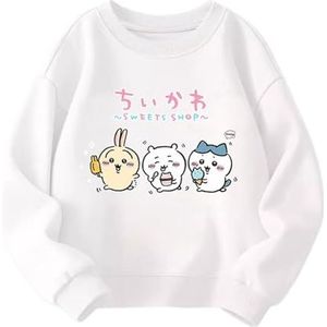 MAOXITCATY Nieuwe herfstkindersweaters, schattige katoenen sweaters met ronde hals voor kleintjes,Wit,110cm