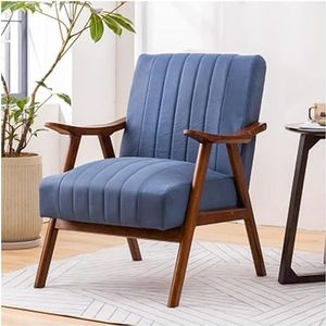 FZDZ Massief houten frame techstof loungestoel slaapkamer woonkamer fauteuil comfortabele gestoffeerde enkele sofa stoel (F)