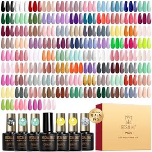 ROSALIND Uv-nagellakset, 100 stuks, zwart, wit, rood, roze, blauw, groen, violet, nude, bruin, soak-off mini-uv-led-kleurgel, gelnagels, gel, nagellak, cadeau