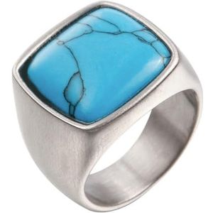 Gepersonaliseerde Retro mannen natuurlijke edelsteen titanium stalen ring trendy titanium stalen sieraden, 7, Metaal, Zirkonia