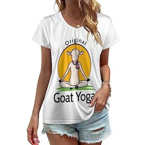 Geit Yoga Dames V-hals T-shirts Leuke Grafische Korte Mouw Casual Tee Tops L
