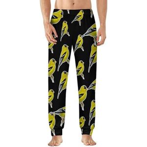 Gele Goldfinch pyjamabroek voor heren, zachte loungebodems, lichtgewicht slaapbroek