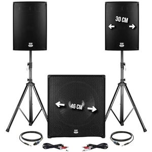 Soundset DJ, 2400 W, subwoofer 46 cm + 2 luidsprekers 30 cm + voeten - BMS1812